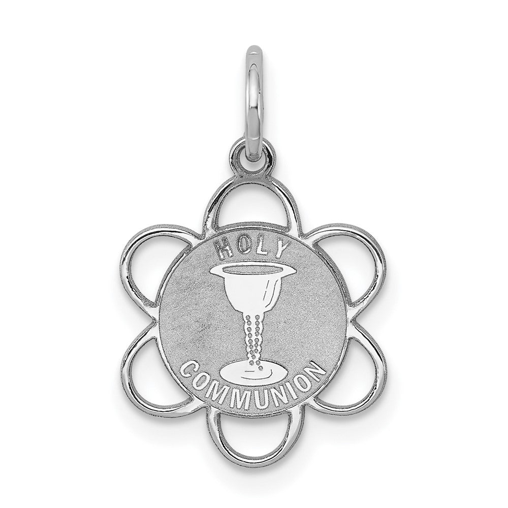 925 Sterling Silver Holy Communion Disc Engravable Charm Pendant Jewelry Gifts (Length 0.78" Width 0.59")