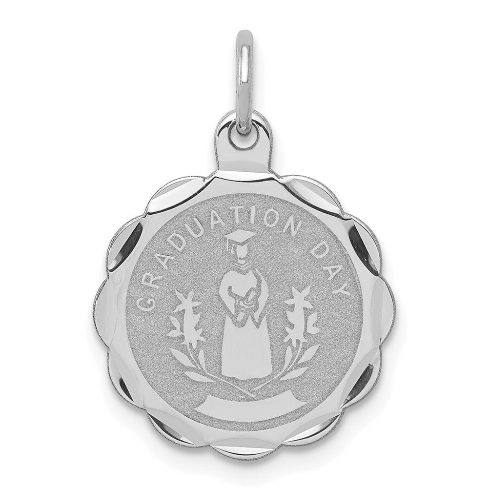 925 Sterling Silver Graduation Day Disc Engravable Charm Pendant Jewelry Gifts (Length 0.9" Width 0.66")