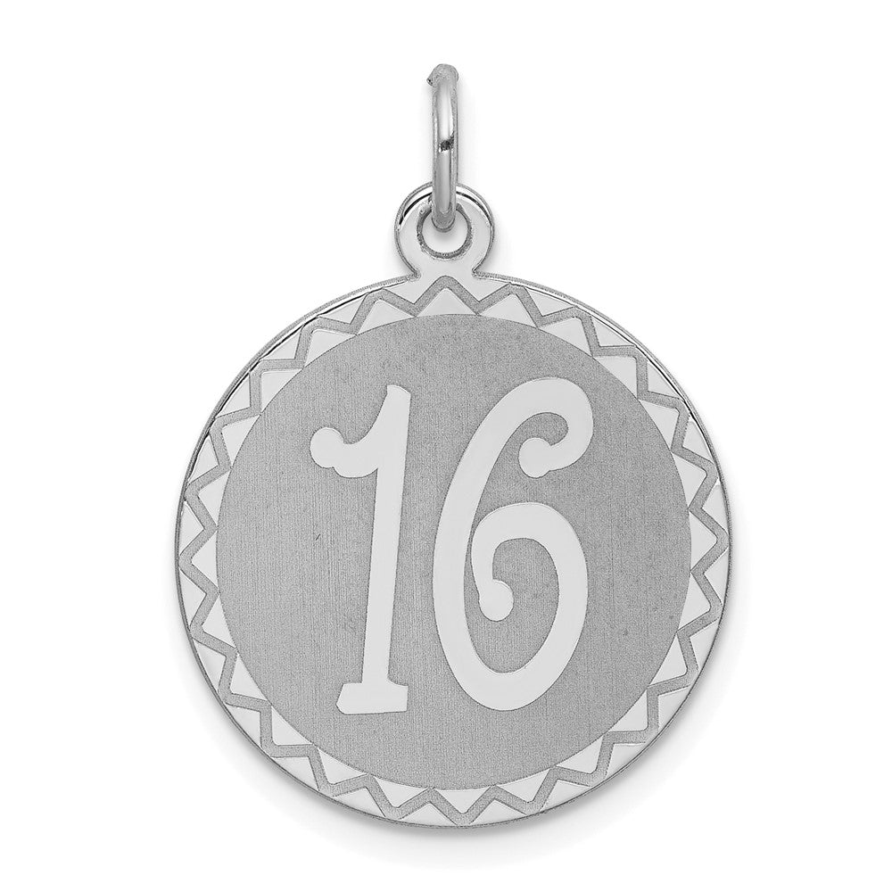 925 Sterling Silver Sweet Sixteen Disc Engravable Charm Pendant Jewelry Gifts (Length 1.05" Width 0.74")