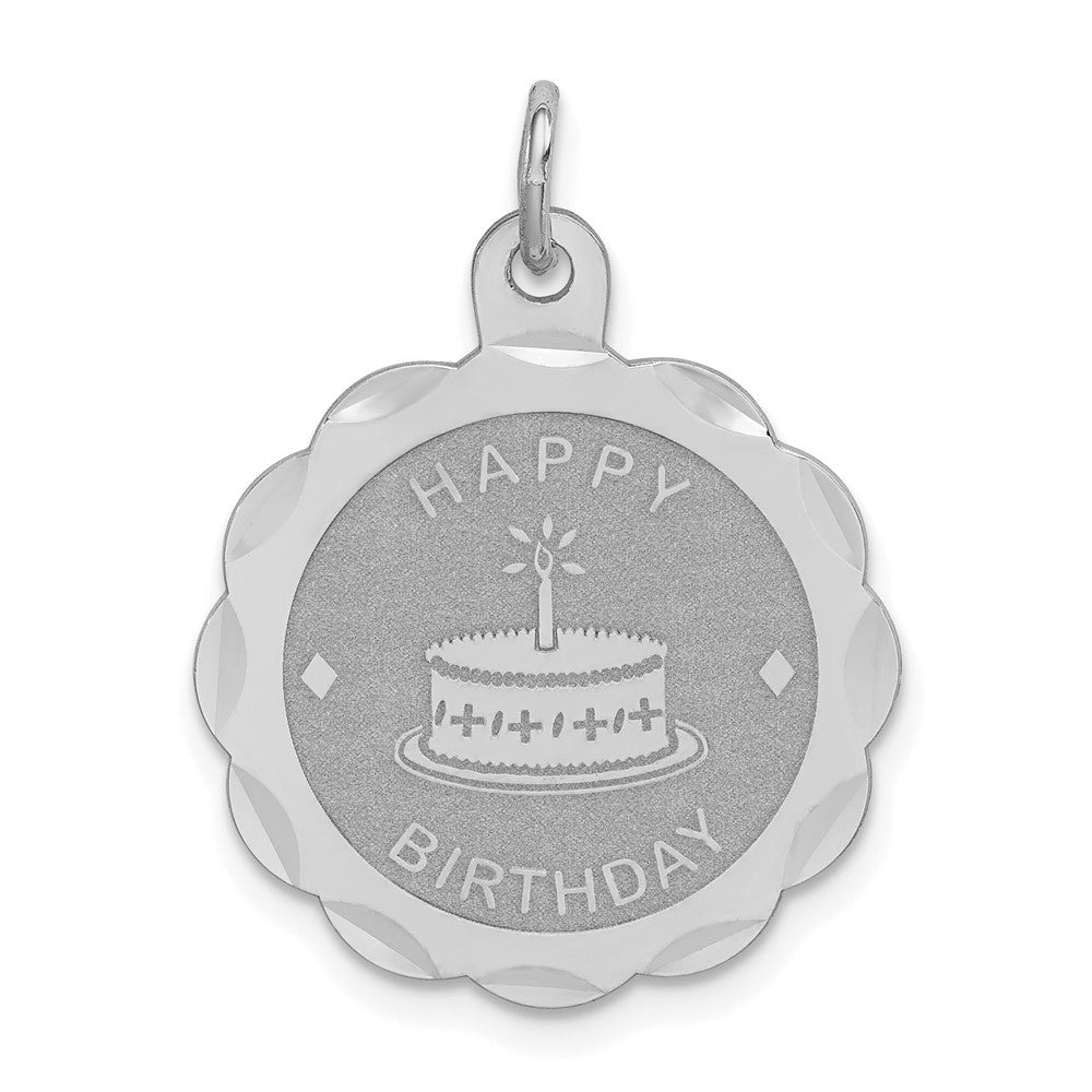 925 Sterling Silver Happy Birthday Disc Engravable Charm Pendant Jewelry Gifts (Length 1.01" Width 0.78")