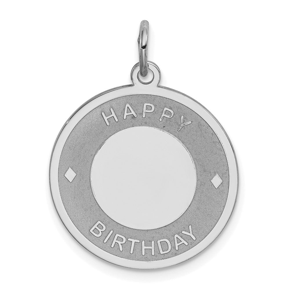 925 Sterling Silver Happy Birthday Disc Engravable Charm Pendant Jewelry Gifts (Length 1.01" Width 0.78")