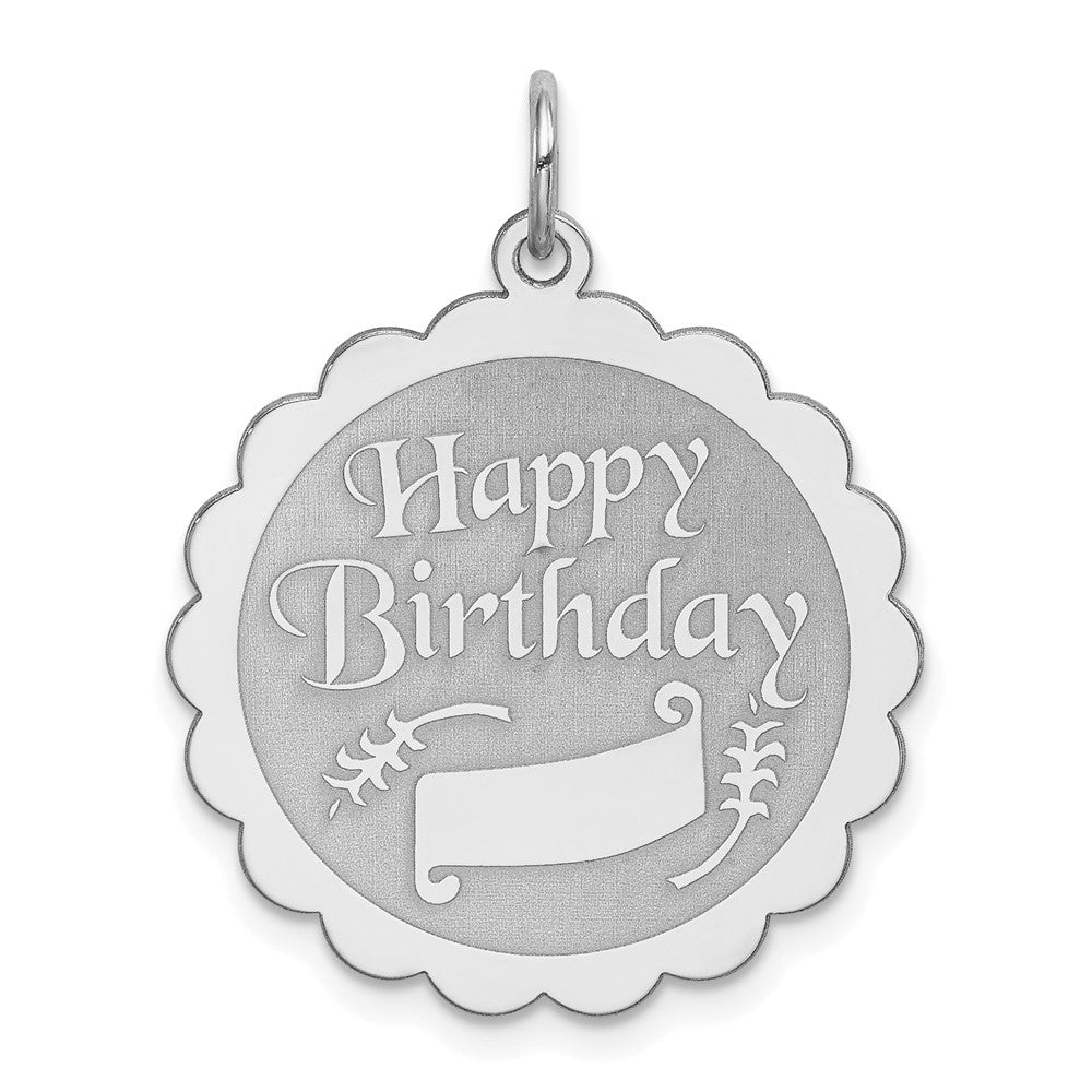 925 Sterling Silver Happy Birthday Disc Engravable Charm Pendant Jewelry Gifts (Length 1.17" Width 0.94")