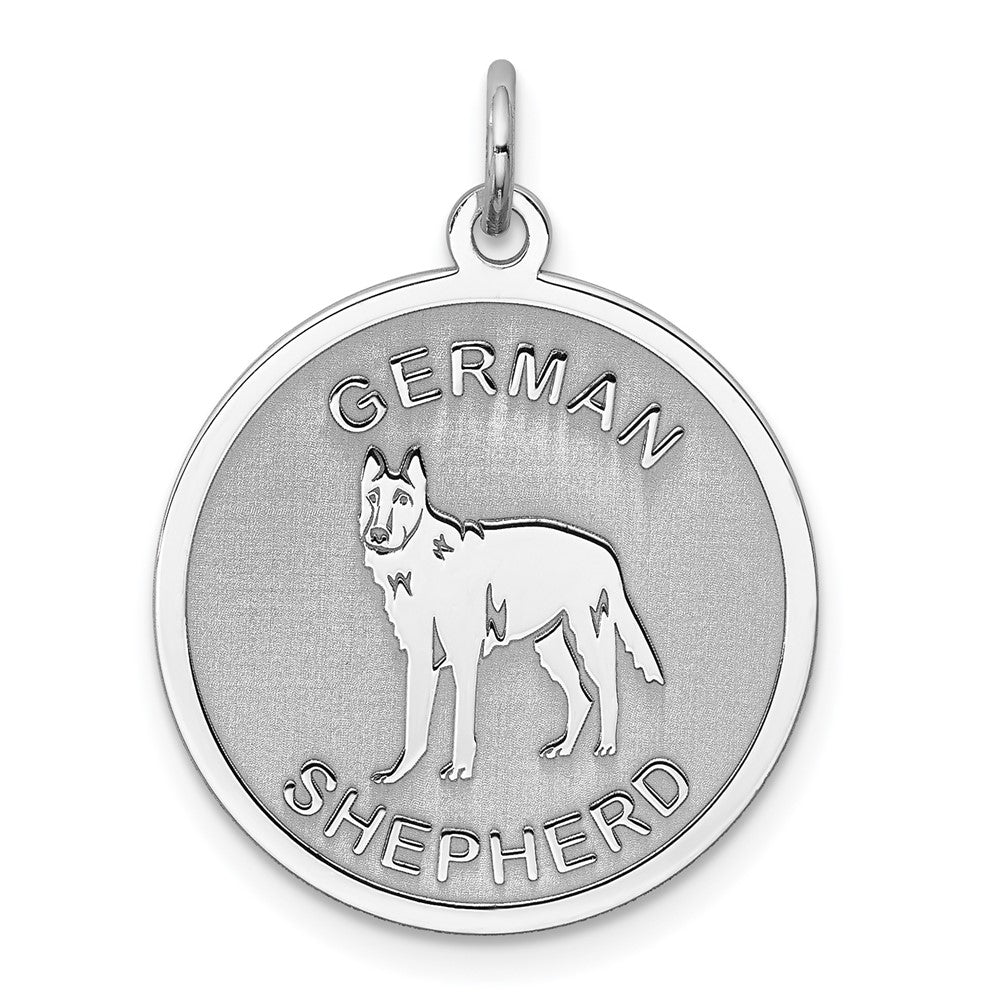 925 Sterling Silver German Shepherd Disc Engravable Charm Pendant Jewelry Gifts (Length 1.01" Width 0.74")