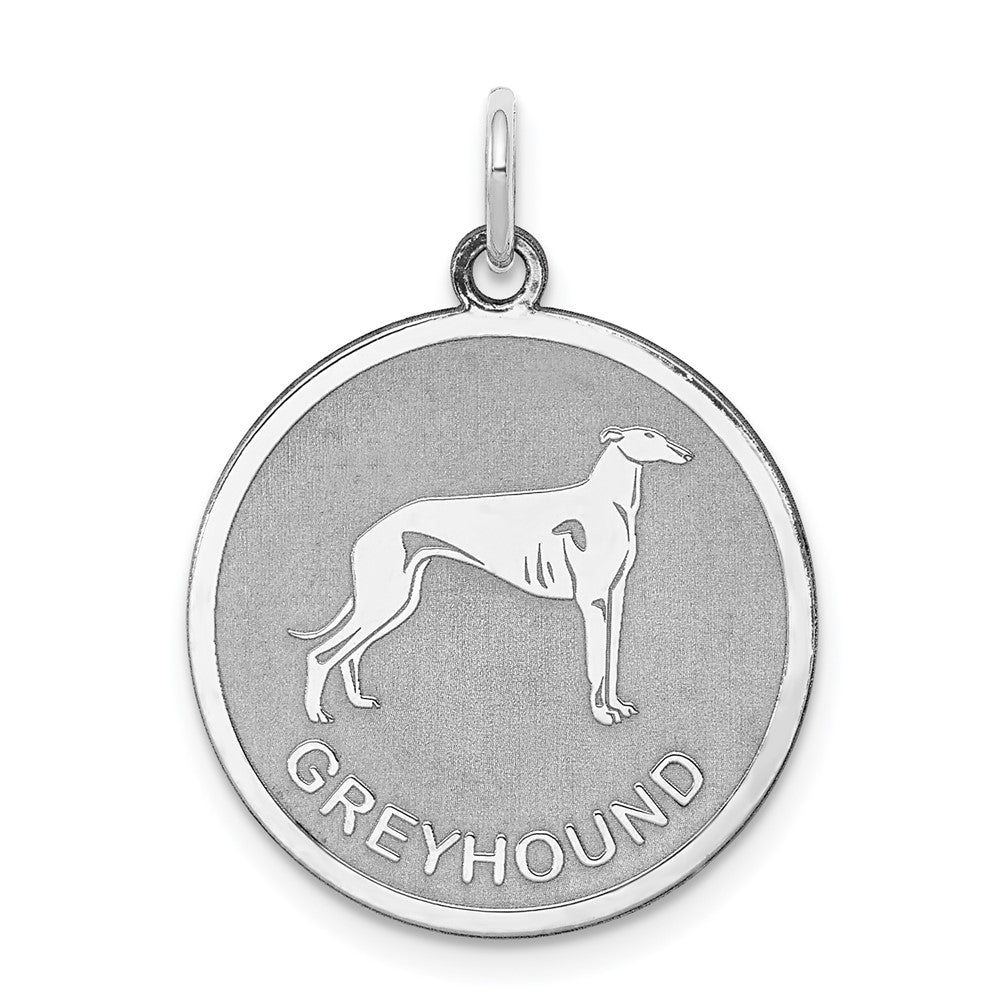 925 Sterling Silver Greyhound Disc Engravable Charm Pendant Jewelry Gifts (Length 1.01" Width 0.74")