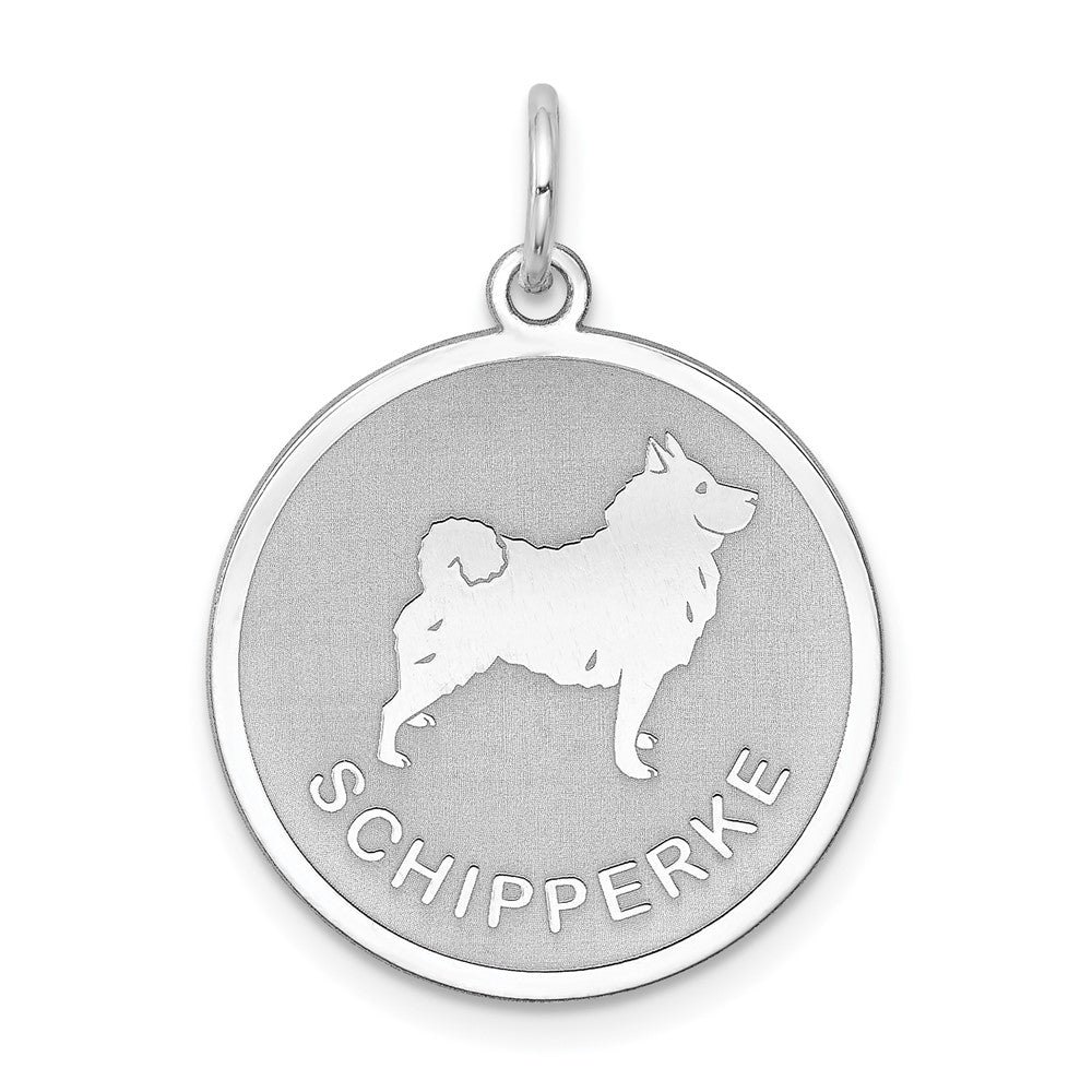 925 Sterling Silver Schipperke Disc Engravable Charm Pendant Jewelry Gifts (Length 1.01" Width 0.74")