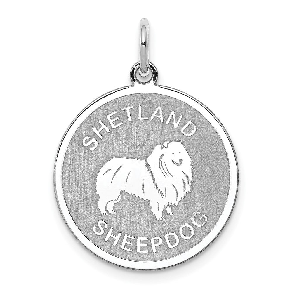 925 Sterling Silver Shetland Sheepdog Disc Engravable Charm Pendant Jewelry Gifts (Length 1.01" Width 0.74")