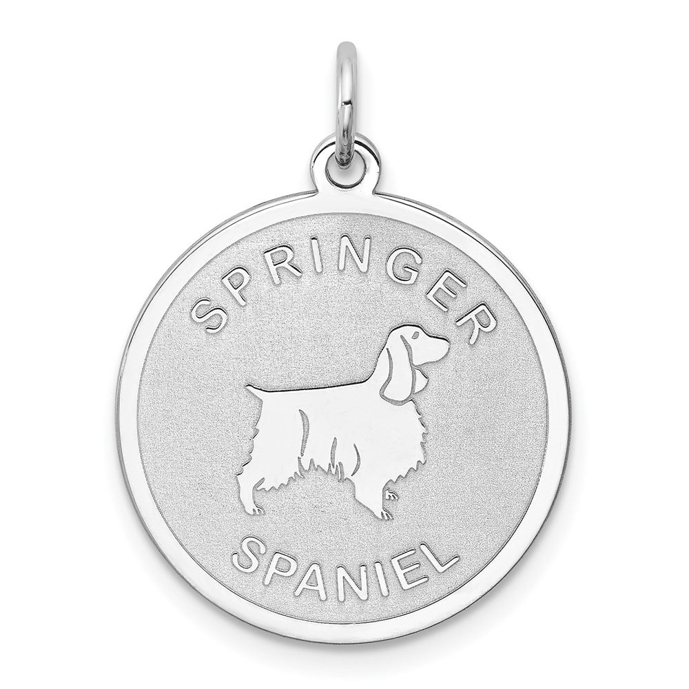 925 Sterling Silver Springer Spaniel Disc Engravable Charm Pendant Jewelry Gifts (Length 1.01" Width 0.74")