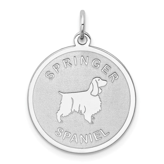 925 Sterling Silver Springer Spaniel Disc Engravable Charm Pendant Jewelry Gifts (Length 1.01" Width 0.74")