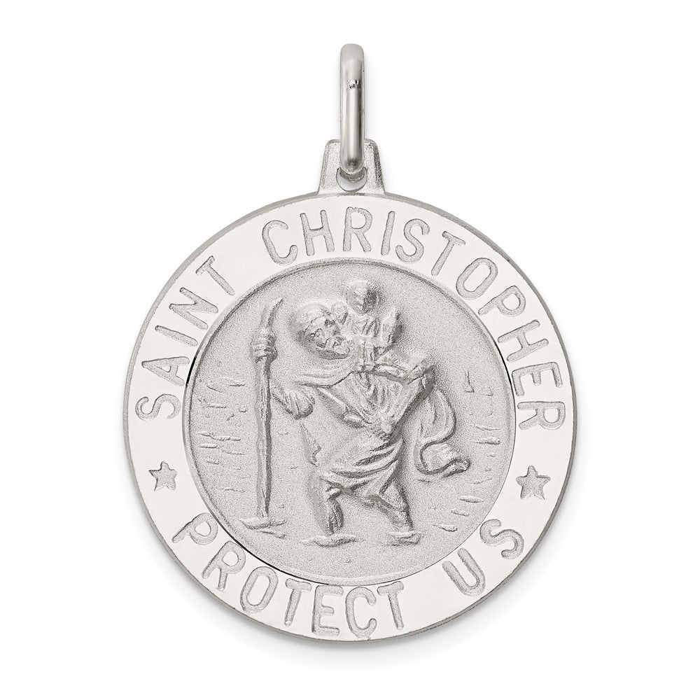 925 Sterling Silver St. Christopher Medal Engravable Charm Pendant Jewelry Gifts (Length 1.29" Width 0.98")