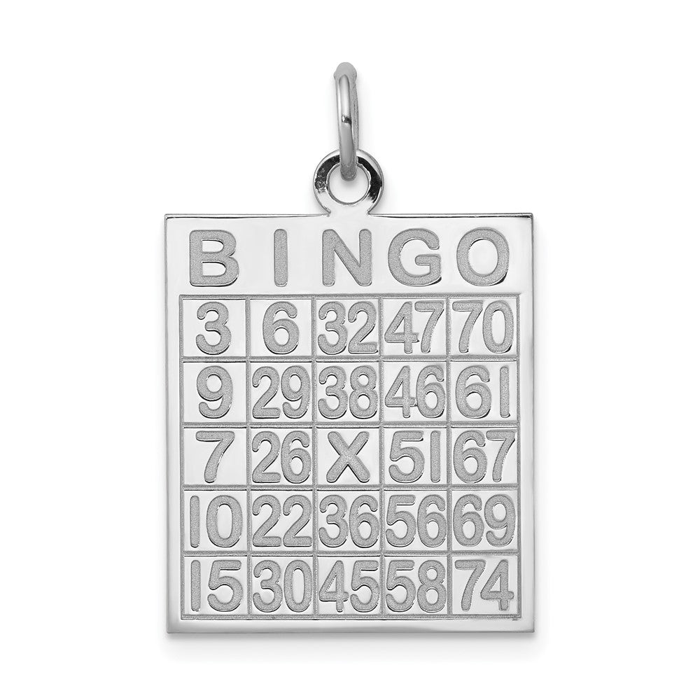 925 Sterling Silver Bingo Card Polished Engravable Charm Pendant Jewelry Gifts (Length 1.05" Width 0.7")