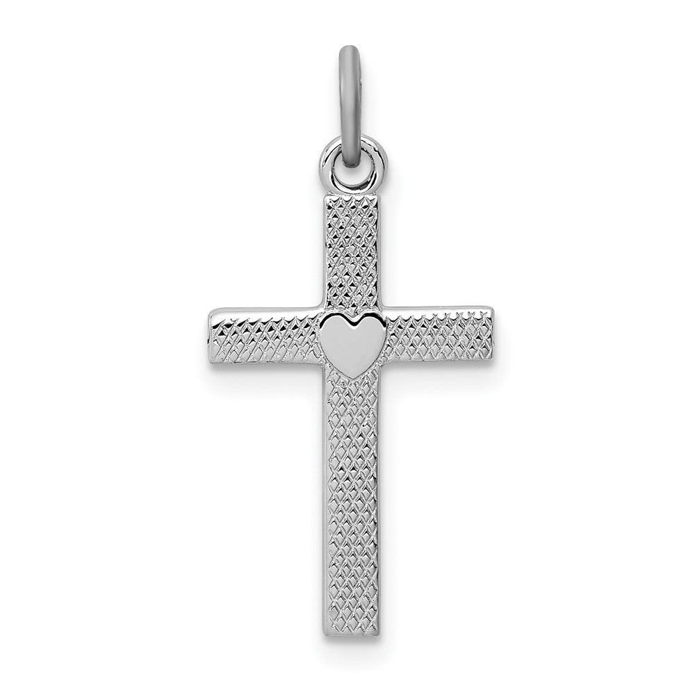 925 Sterling Silver Heart Crucifix CrossEngravable Charm Pendant Jewelry Gifts (Length 0.86" Width 0.47")