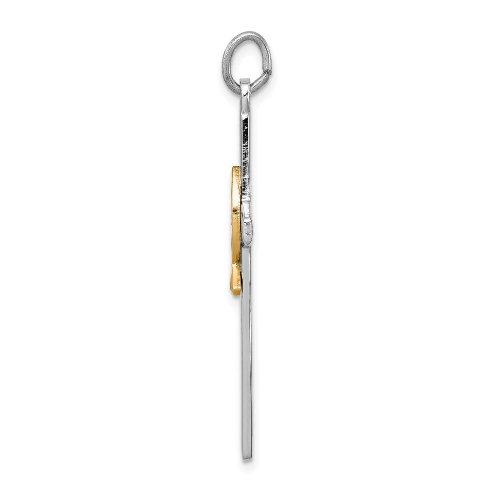925 Sterling Silver Vermeil Crucifix CrossEngravable Charm Pendant Jewelry Gifts (Length 1.48" Width 0.82")
