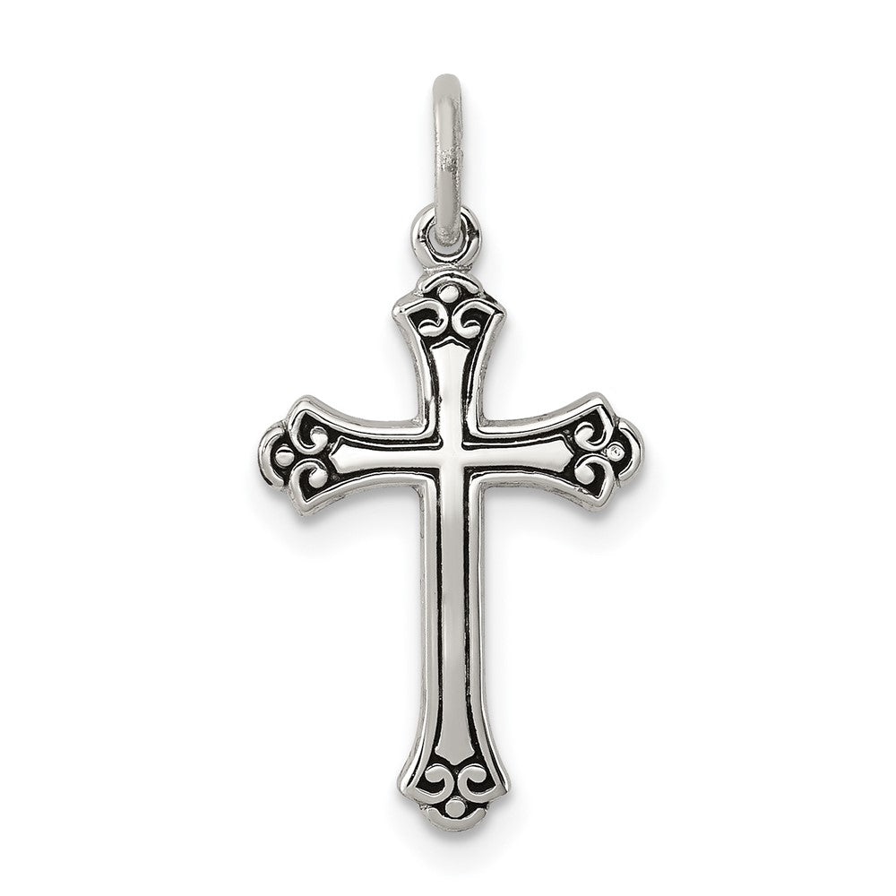 925 Sterling Silver Antiqued Crucifix CrossEngravable Charm Pendant Jewelry Gifts (Length 0.78" Width 0.47")