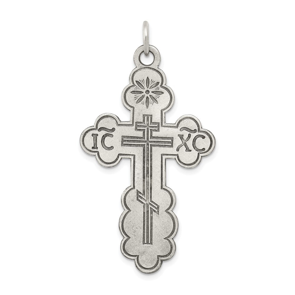 925 Sterling Silver Eastern Orthodox Crucifix CrossEngravable Charm Pendant Jewelry Gifts (Length 1.76" Width 1.01")