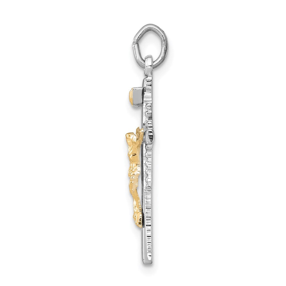 925 Sterling Silver Vermeil INRI CrucifixEngravable Charm Pendant Jewelry Gifts (Length 1.01" Width 0.55")