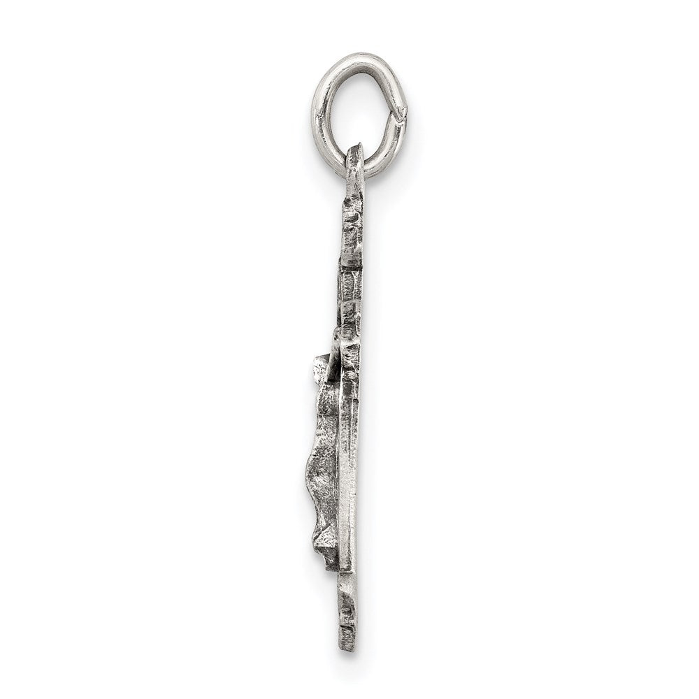 925 Sterling Silver Antiqued INRI CrucifixEngravable Charm Pendant Jewelry Gifts (Length 0.86" Width 0.47")