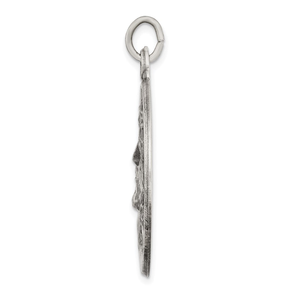 925 Sterling Silver Antiqued Ecce Homo Medal Engravable Charm Pendant Jewelry Gifts (Length 1.4" Width 1.09")