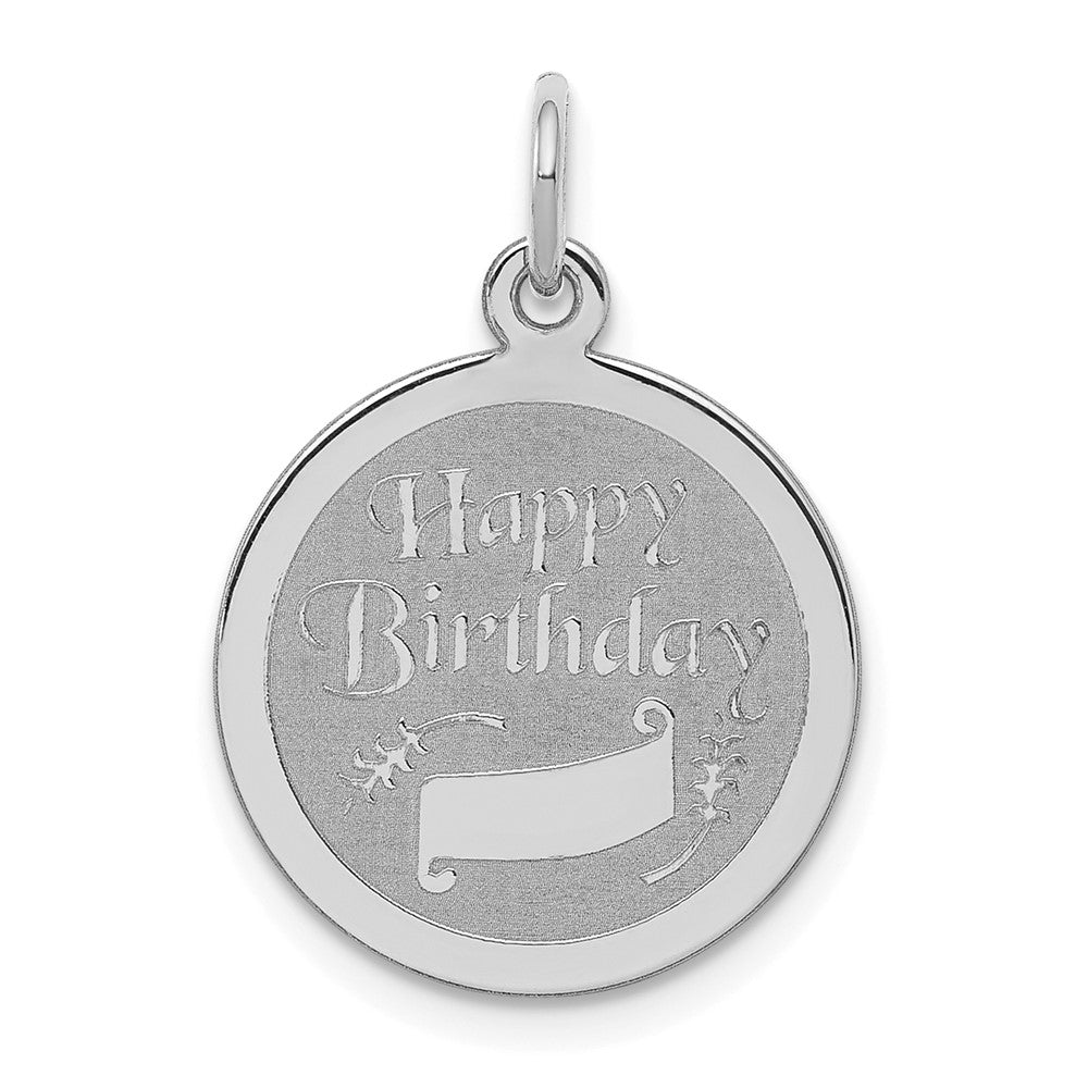 925 Sterling Silver Happy Birthday Disc Engravable Charm Pendant Jewelry Gifts (Length 0.9" Width 0.62")