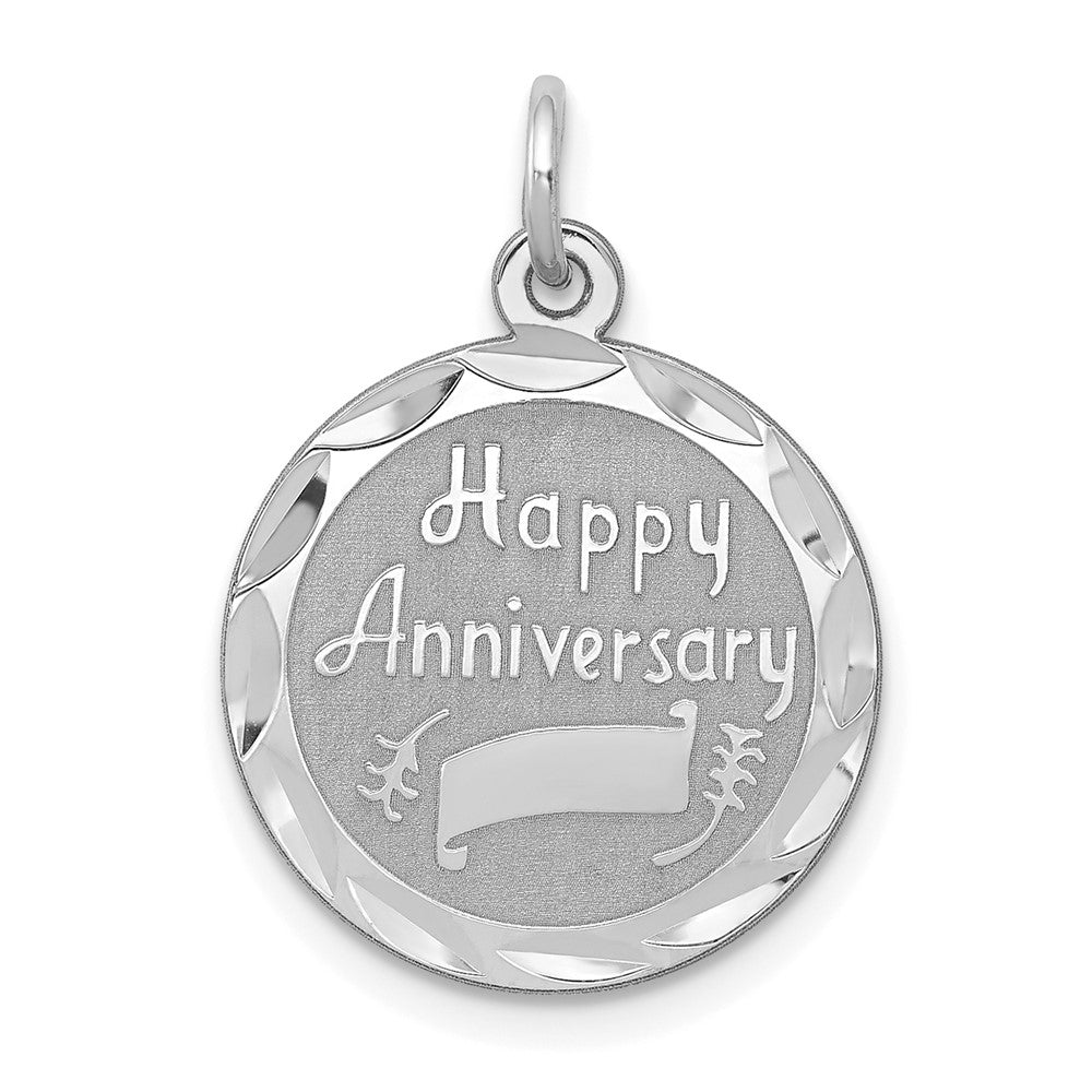 925 Sterling Silver Happy Anniversary Disc Engravable Charm Pendant Jewelry Gifts (Length 0.9" Width 0.62")