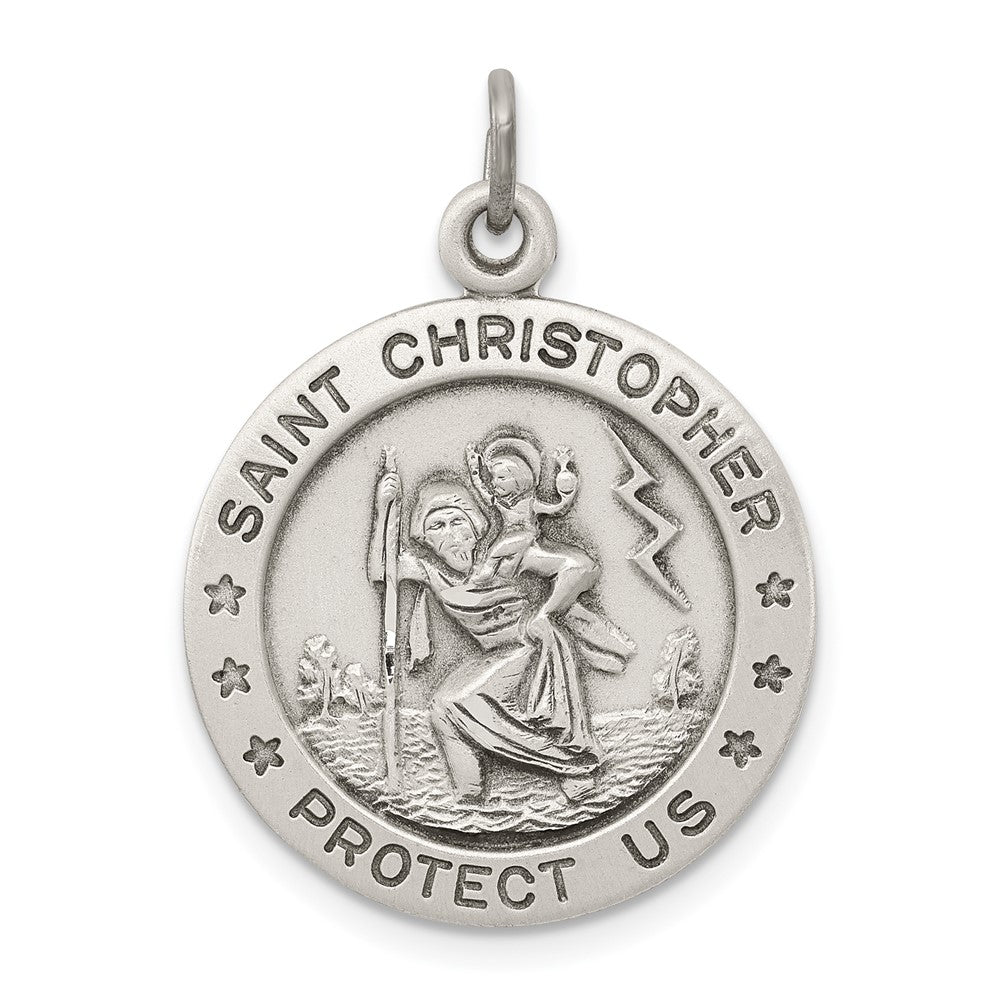 925 Sterling Silver St. Christopher Medal Engravable Charm Pendant Jewelry Gifts (Length 1.01" Width 0.78")