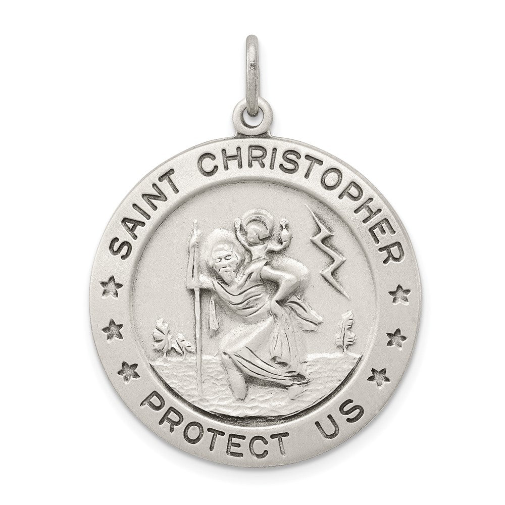 925 Sterling Silver St. Christopher Medal Engravable Charm Pendant Jewelry Gifts (Length 1.21" Width 1.01")