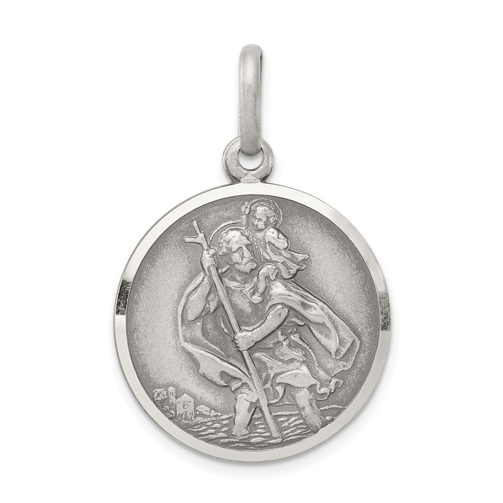 925 Sterling Silver St. Christopher Medal Engravable Charm Pendant Jewelry Gifts (Length 1.25" Width 0.86")