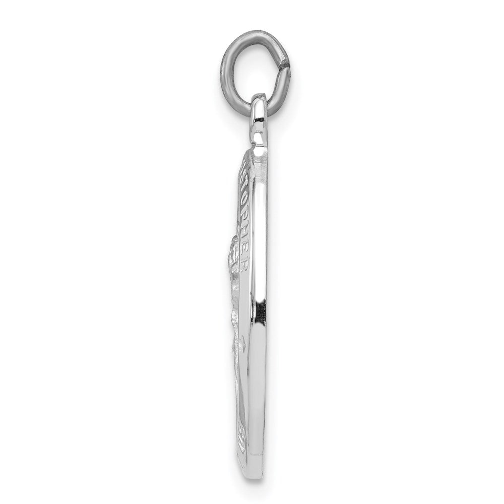 925 Sterling Silver St. Christopher Medal Engravable Charm Pendant Jewelry Gifts (Length 1.01" Width 0.59")