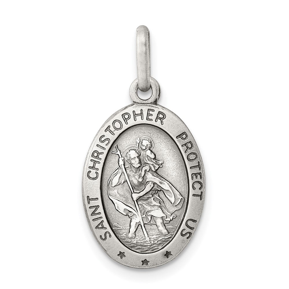 925 Sterling Silver St. Christopher Medal Engravable Charm Pendant Jewelry Gifts (Length 0.98" Width 0.47")