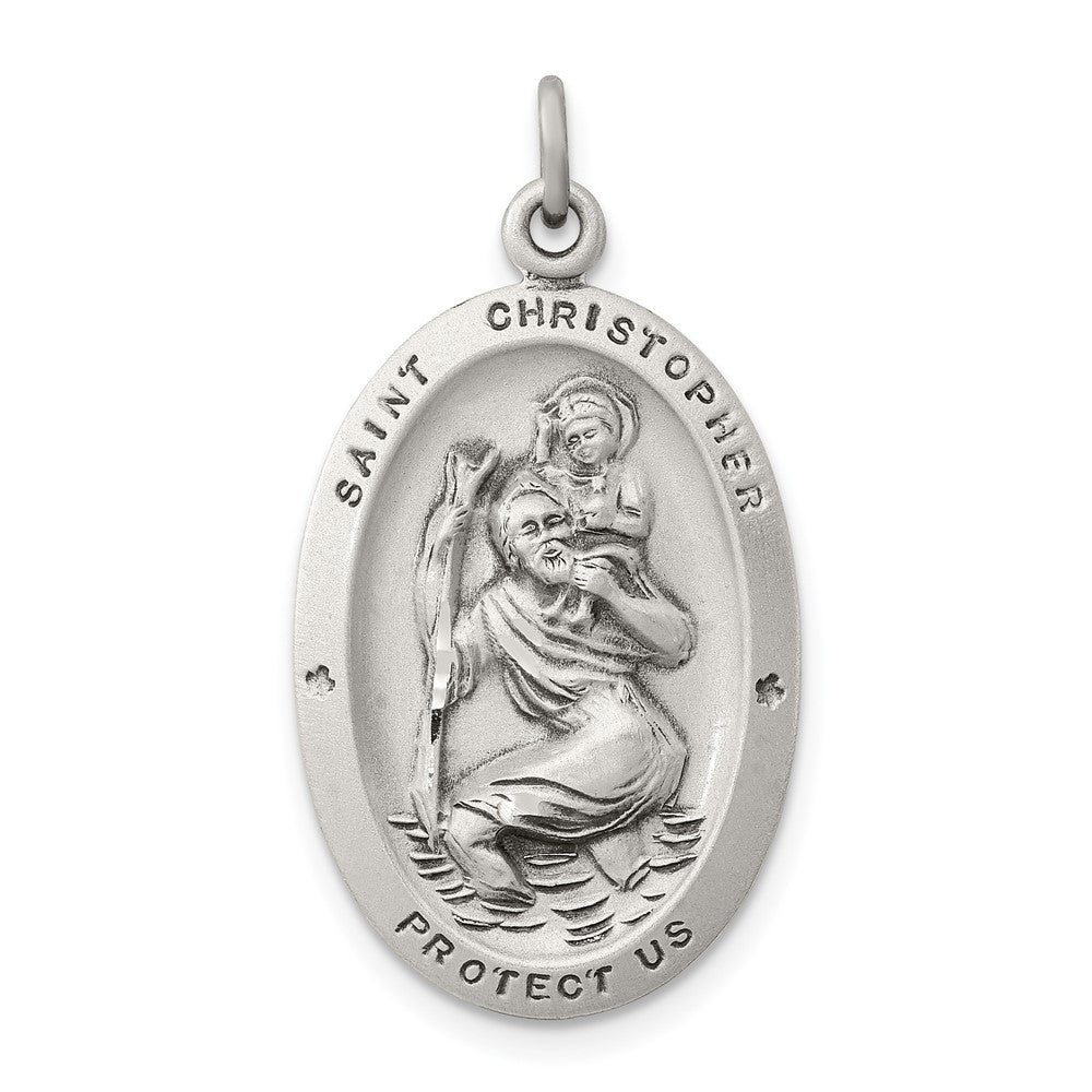 925 Sterling Silver St. Christopher Medal Engravable Charm Pendant Jewelry Gifts (Length 1.17" Width 0.62")
