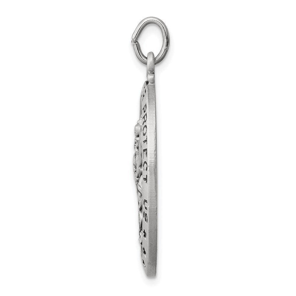 925 Sterling Silver St. Christopher Medal Engravable Charm Pendant Jewelry Gifts (Length 1.33" Width 0.78")