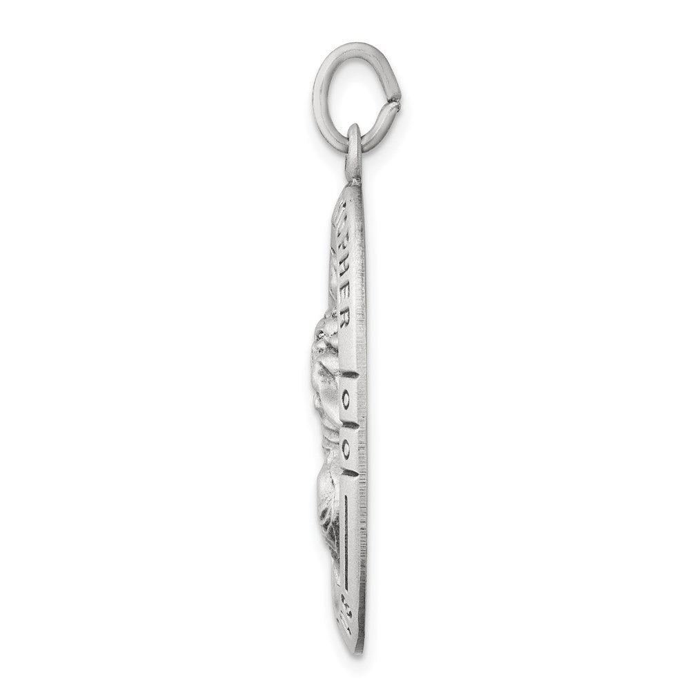 925 Sterling Silver St. Christopher Medal Engravable Charm Pendant Jewelry Gifts (Length 1.25" Width 0.78")