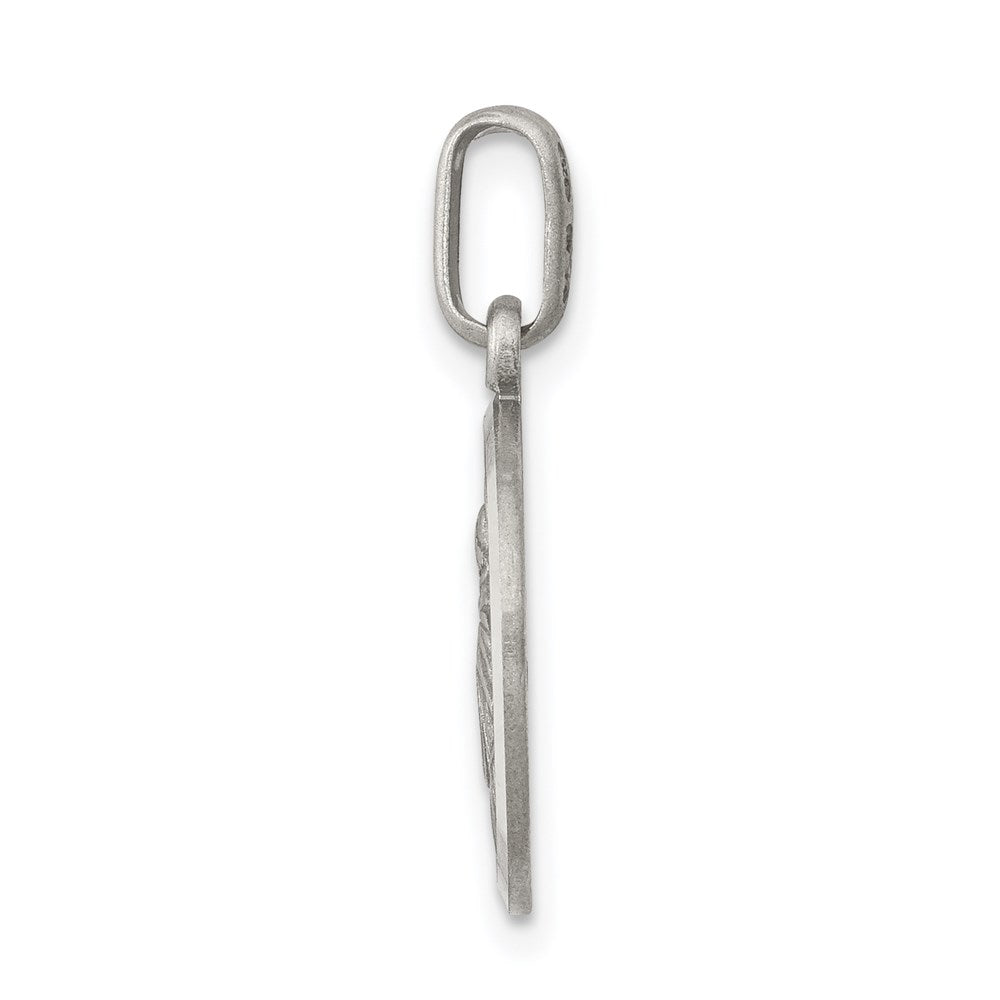 925 Sterling Silver Antiqued Saint Anthony Medal Engravable Charm Pendant Jewelry Gifts (Length 0.78" Width 0.59")
