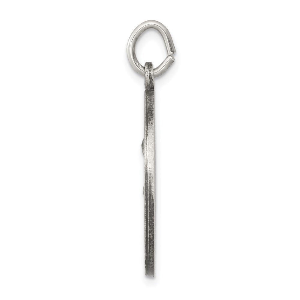 925 Sterling Silver Antiqued Saint Anthony Medal Engravable Charm Pendant Jewelry Gifts (Length 1.17" Width 0.82")