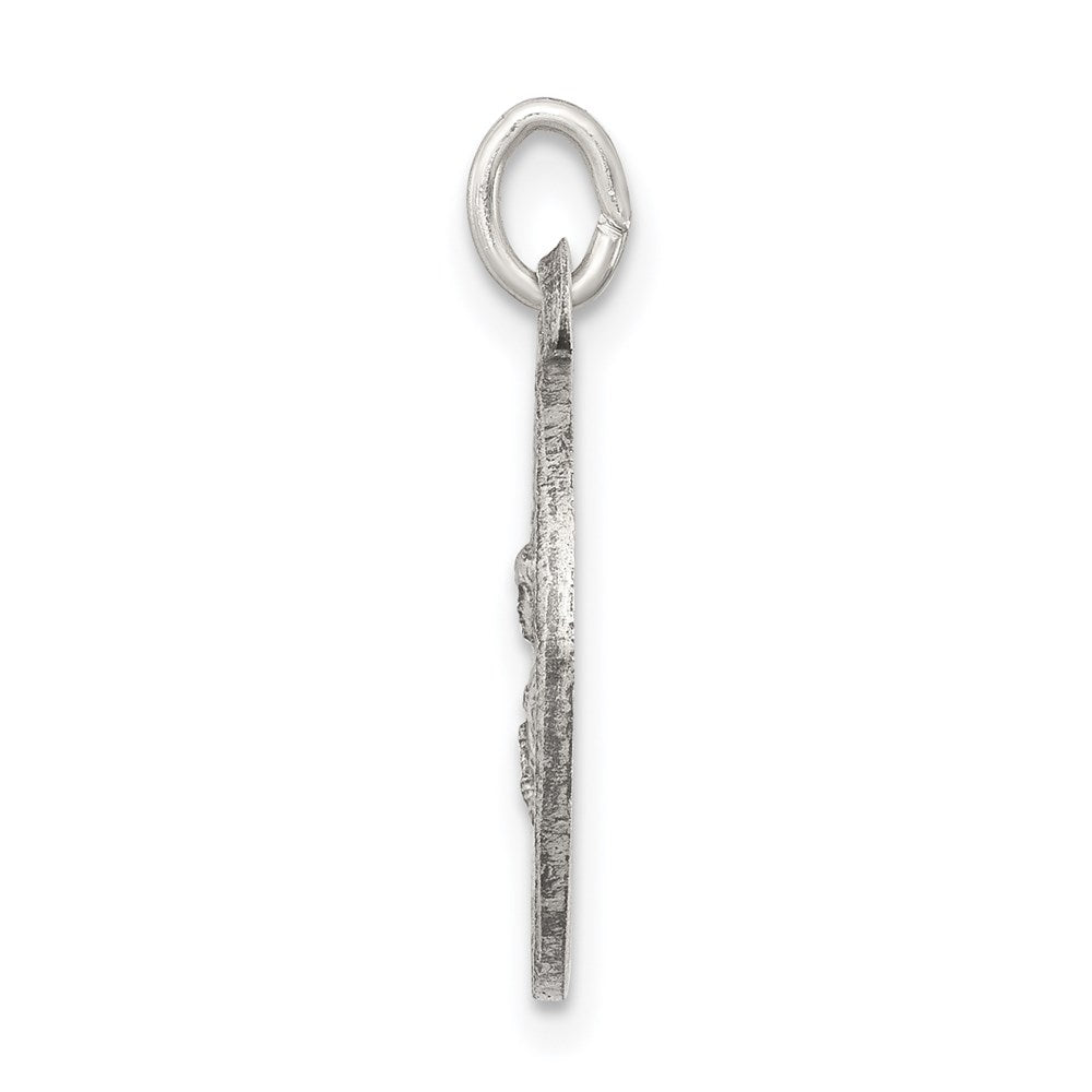 925 Sterling Silver Antiqued Saint Barbara Medal Engravable Charm Pendant Jewelry Gifts (Length 0.78" Width 0.59")