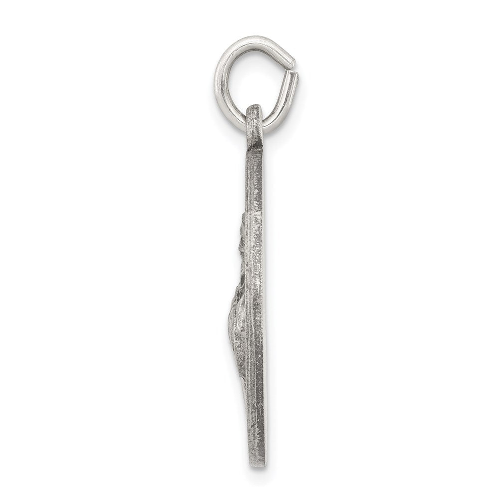 925 Sterling Silver Antiqued Saint Francis of Assisi Medal Engravable Charm Pendant Jewelry Gifts (Length 1.17" Width 0.86")