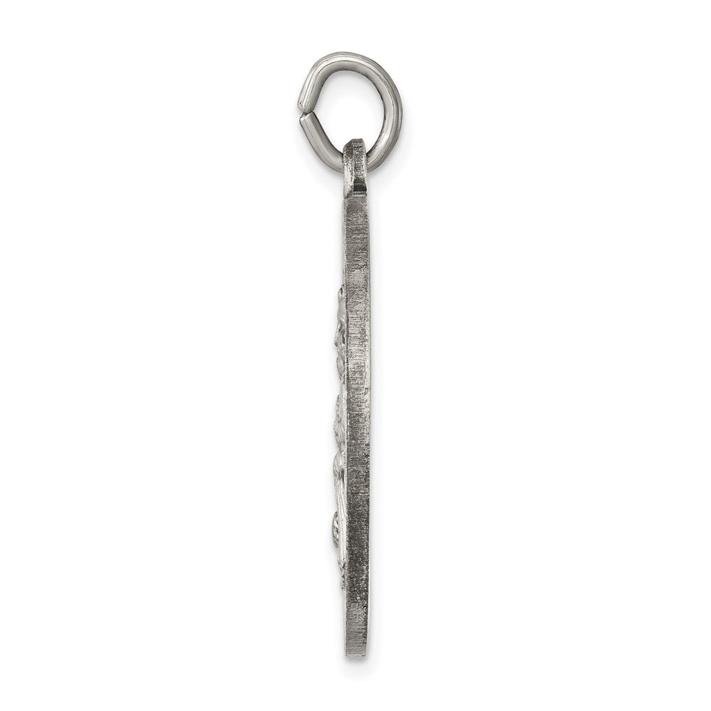 925 Sterling Silver Antiqued Saint Joseph Medal Engravable Charm Pendant Jewelry Gifts (Length 1.37" Width 1.01")