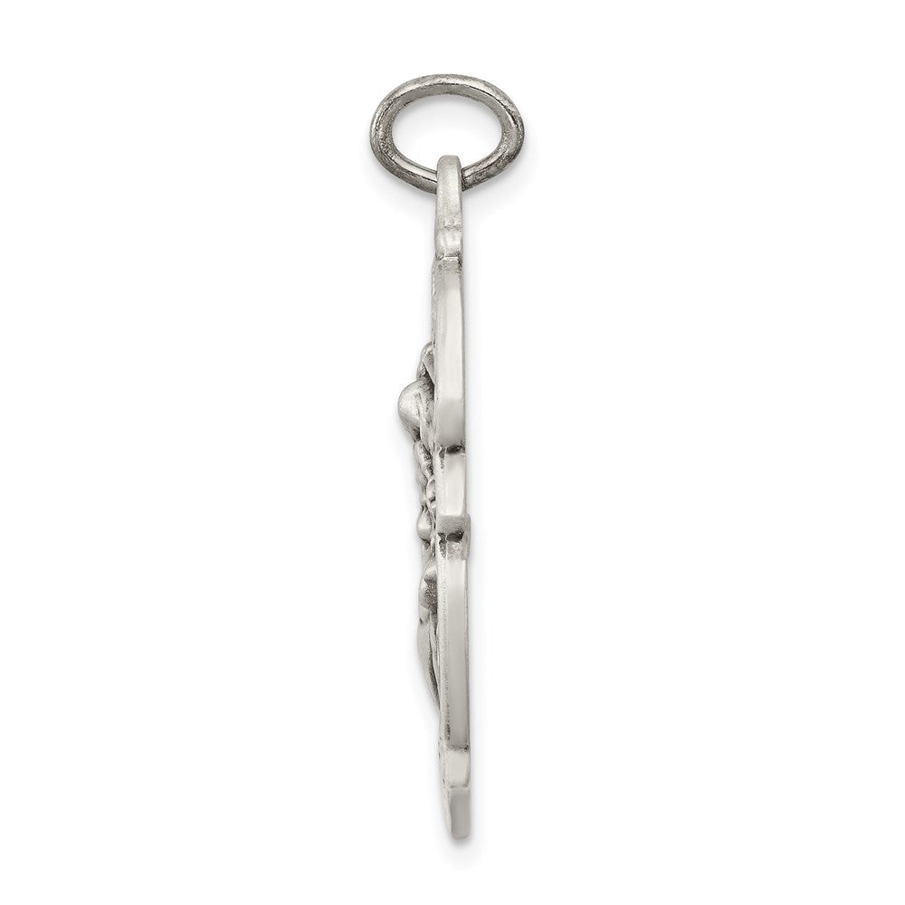 925 Sterling Silver Diamond Cut St. Michael Badge Medal Engravable Charm Pendant Jewelry Gifts (Length 1.33" Width 0.82")