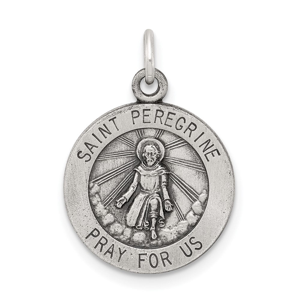 925 Sterling Silver St. Peregrine Medal Engravable Charm Pendant Jewelry Gifts (Length 0.78" Width 0.59")