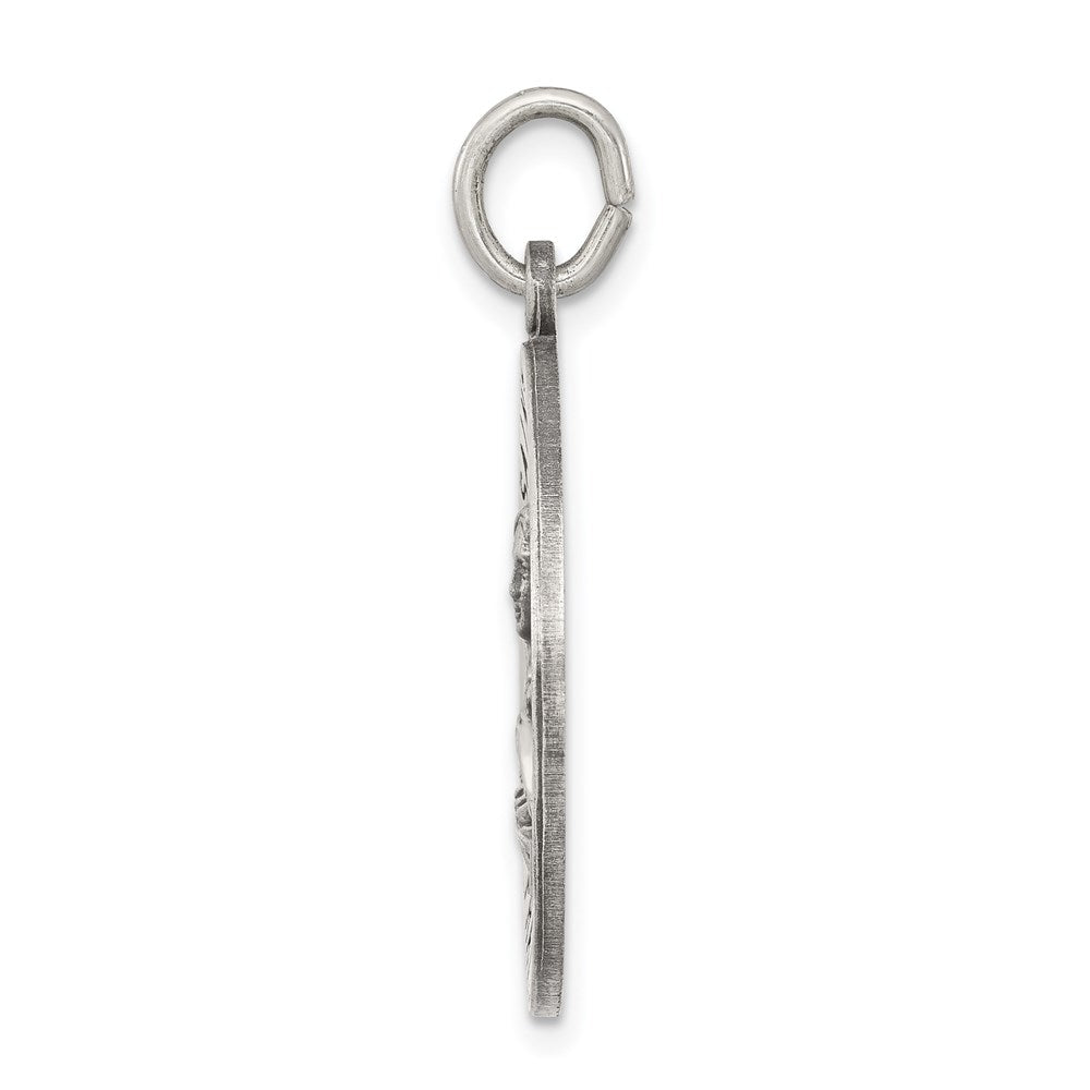 925 Sterling Silver St. Theresa Medal Engravable Charm Pendant Jewelry Gifts (Length 1.17" Width 0.86")