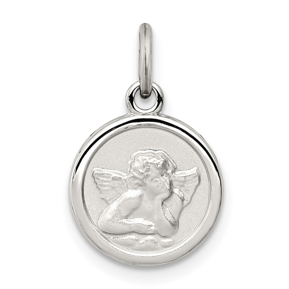 925 Sterling Silver Angel Medal Engravable Charm Pendant Jewelry Gifts (Length 0.62" Width 0.47")