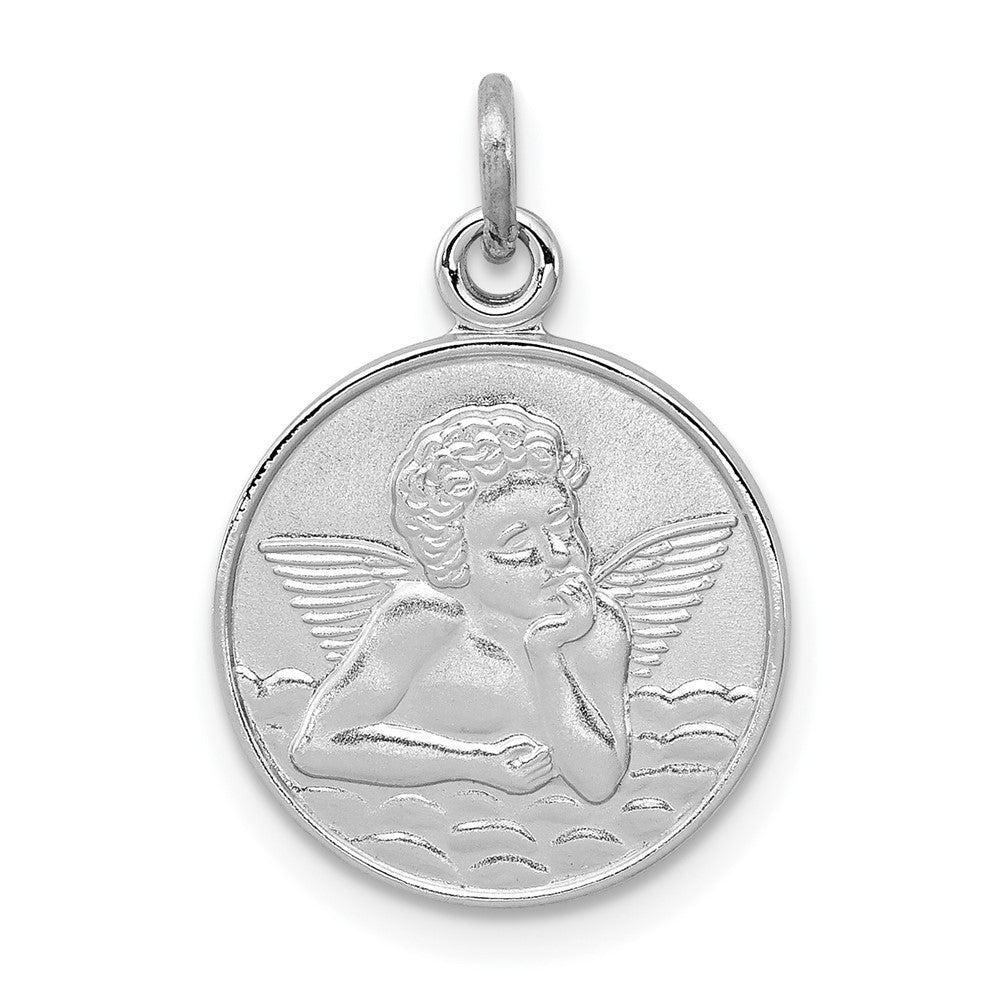 925 Sterling Silver Plain Back Angel Medal Engravable Charm Pendant Jewelry Gifts (Length 0.78" Width 0.59")
