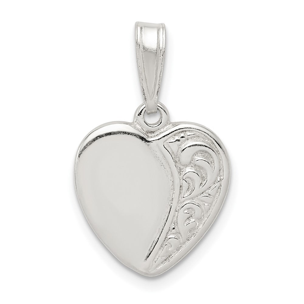 925 Sterling Silver HeartEngravable Charm Pendant Jewelry Gifts (Length 0.62" Width 0.59")