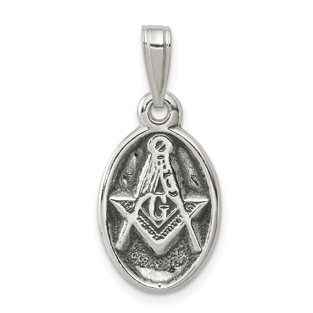 925 Sterling Silver Antiqued MasonicEngravable Charm Pendant Jewelry Gifts (Length 0.78" Width 0.45")