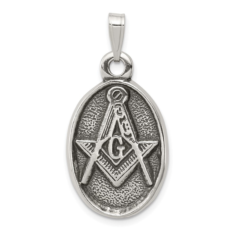 925 Sterling Silver Antiqued MasonicEngravable Charm Pendant Jewelry Gifts (Length 1.09" Width 0.62")