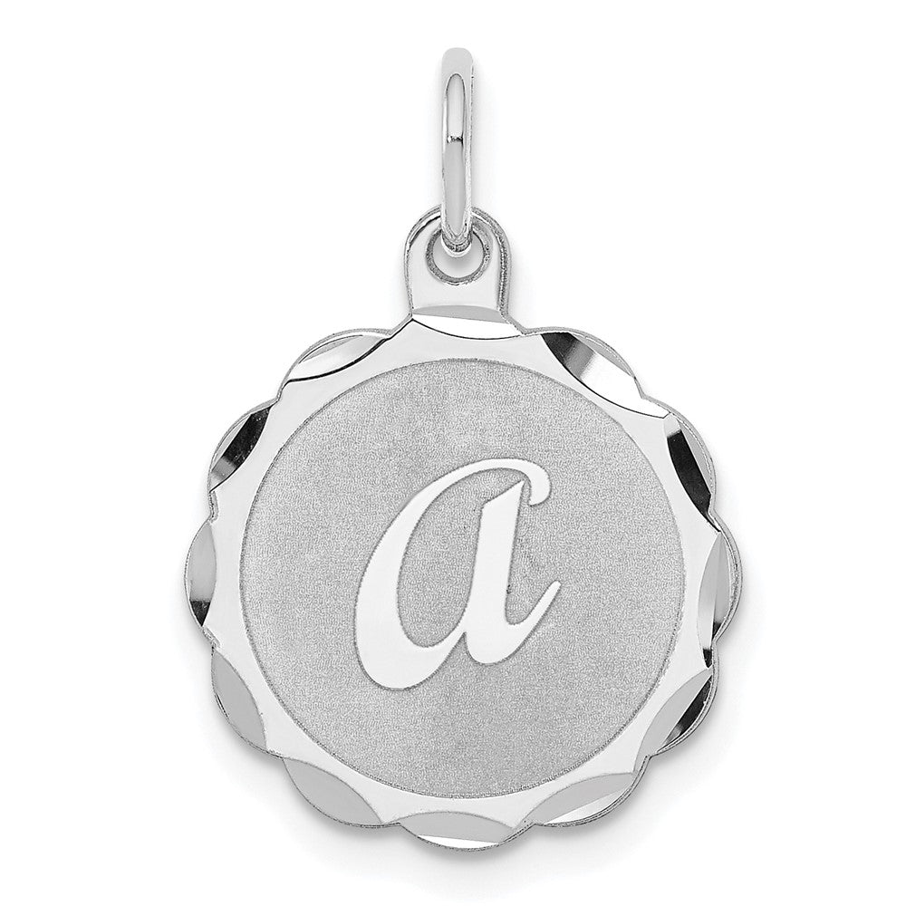 925 Sterling Silver Brocaded Letter A Initial Engravable Charm Pendant Jewelry Gifts (Length 0.86" Width 0.62")