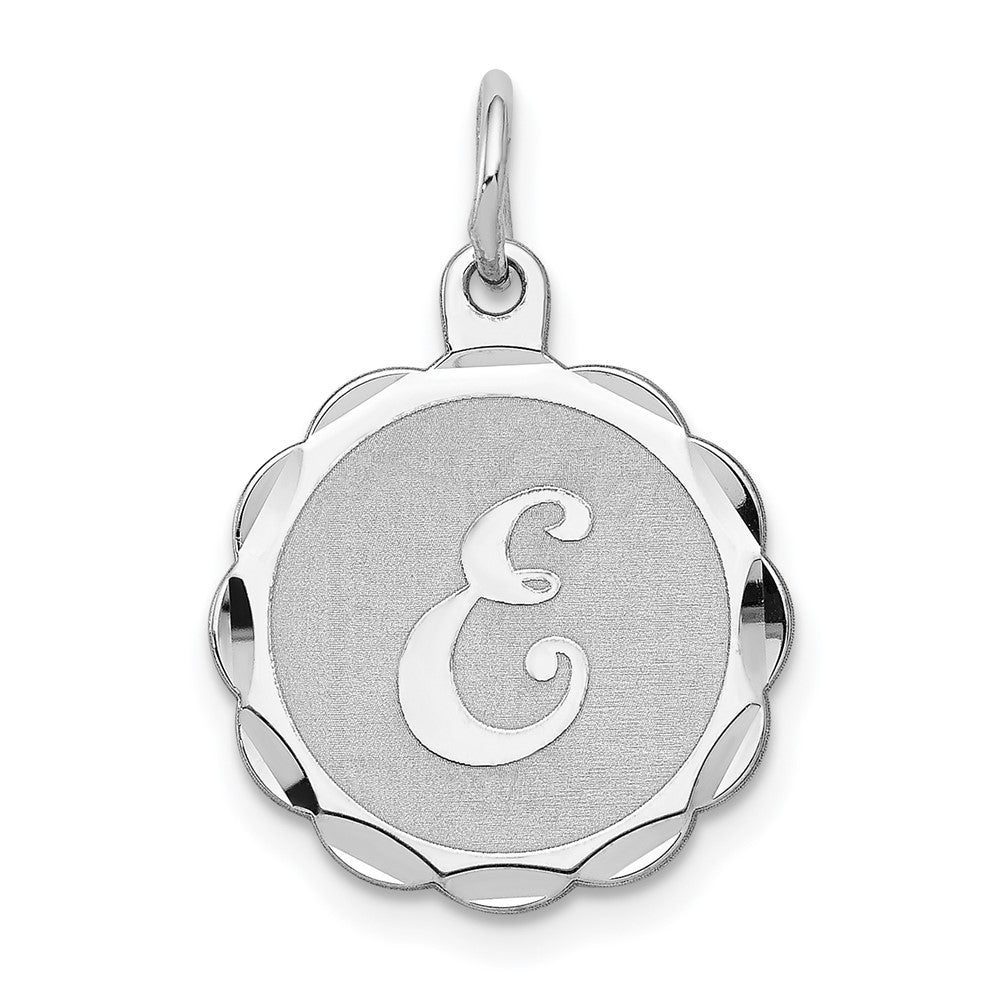 925 Sterling Silver Brocaded Letter E Initial Engravable Charm Pendant Jewelry Gifts (Length 0.86" Width 0.62")