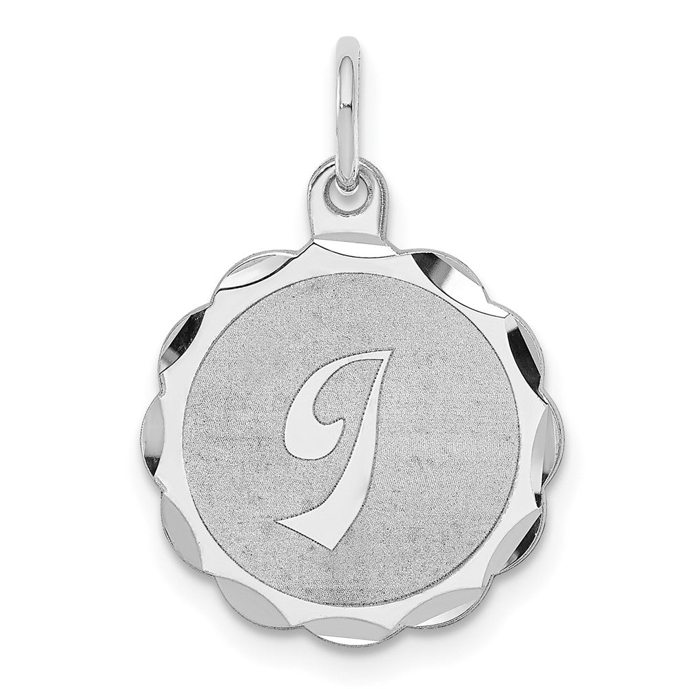 925 Sterling Silver Brocaded Letter I Initial Engravable Charm Pendant Jewelry Gifts (Length 0.86" Width 0.62")