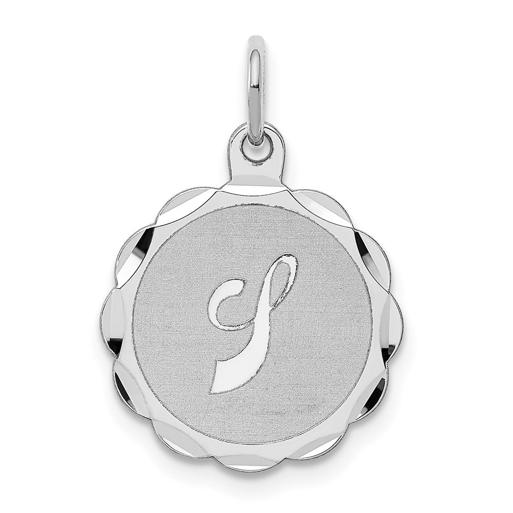 925 Sterling Silver Brocaded Letter J Initial Engravable Charm Pendant Jewelry Gifts (Length 0.86" Width 0.62")