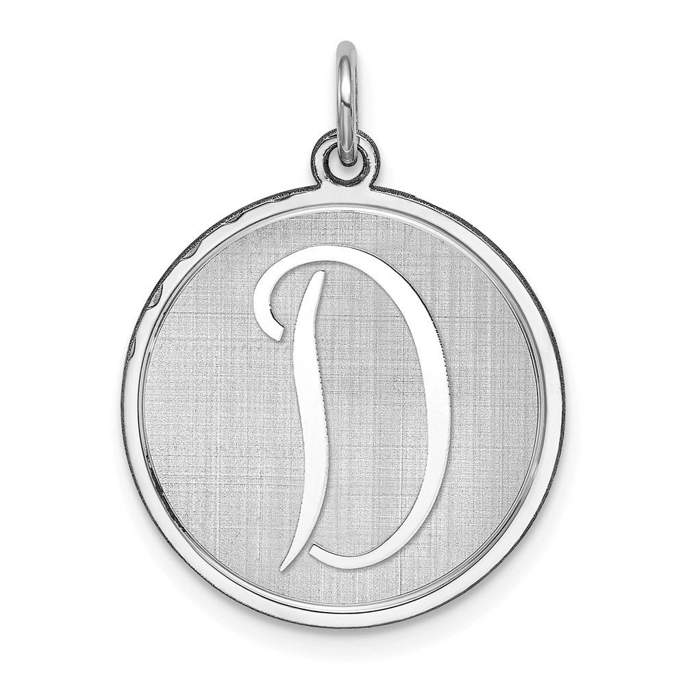 925 Sterling Silver Brocaded Letter D Initial Engravable Charm Pendant Jewelry Gifts (Length 1.05" Width 0.78")