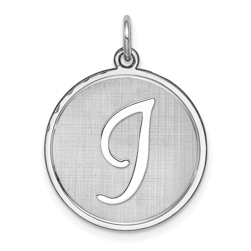 925 Sterling Silver Brocaded Letter I Initial Engravable Charm Pendant Jewelry Gifts (Length 1.05" Width 0.78")